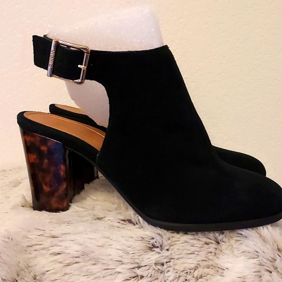 Womens Vionic Perk Lacey Ankle Strap Black Bootie Tortoise Heel - Picture 2 of 10